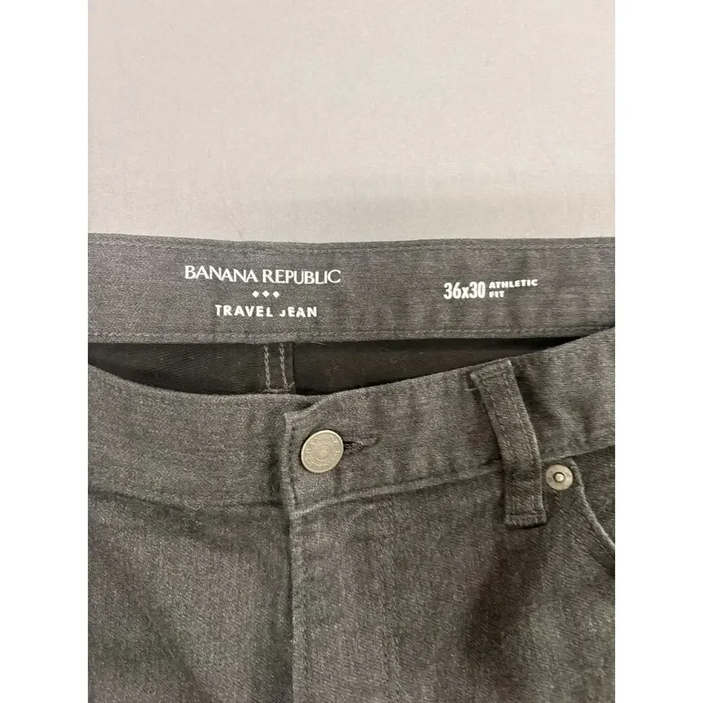 Banana Republic Travel Jean Athletic Fit 36x30 Gray Stretch Denim Pants Mens